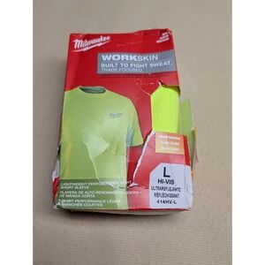 Milwaukee Men's Workskin Shirt NIB Bright Yellow/Green Size L Polyester